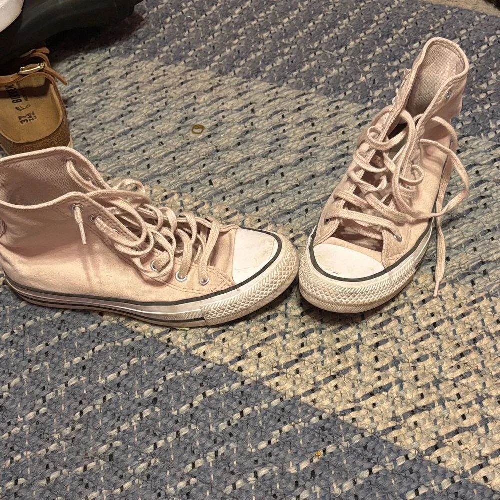 Converse Pink Canvas High-Top Sneakers with Bows